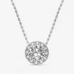 Aurora Moissanite Halo Necklace