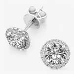 Radiant Halo Moissanite Stud Earrings